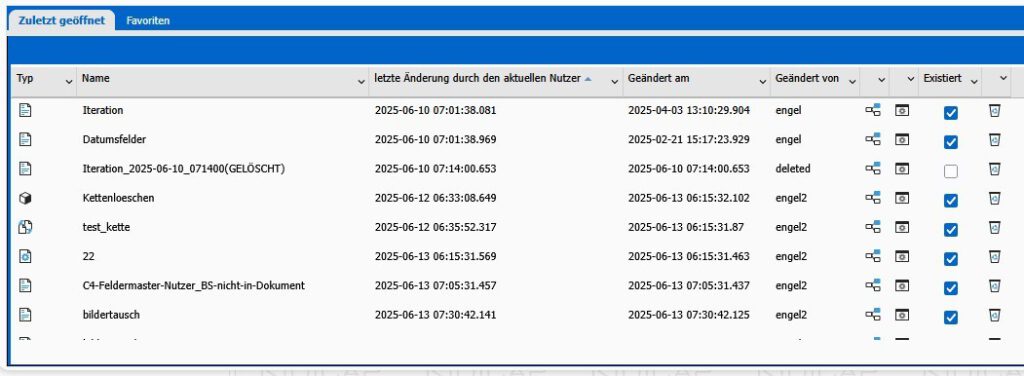 tab zuletzt geöffnet im persönlichen Bereich