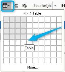create table quick option