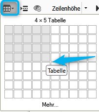 statische tabelle anlegen auswahl spalten zeilenzahl
