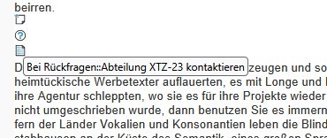 Kommentare im Dokument